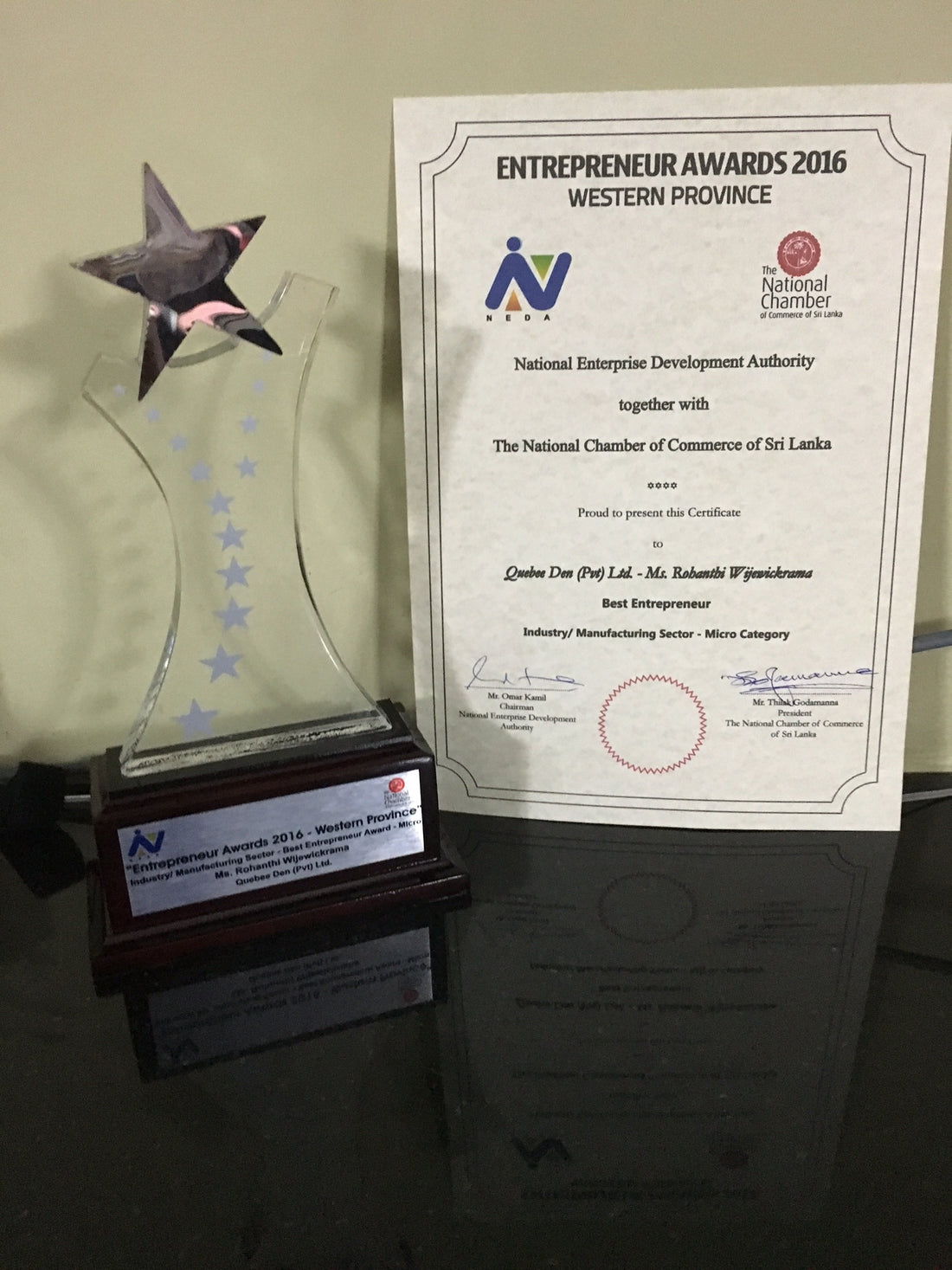 Rohanthi from Quebee Den wins Best Entrepreneur Award at Entrepreneur Awards 2016
